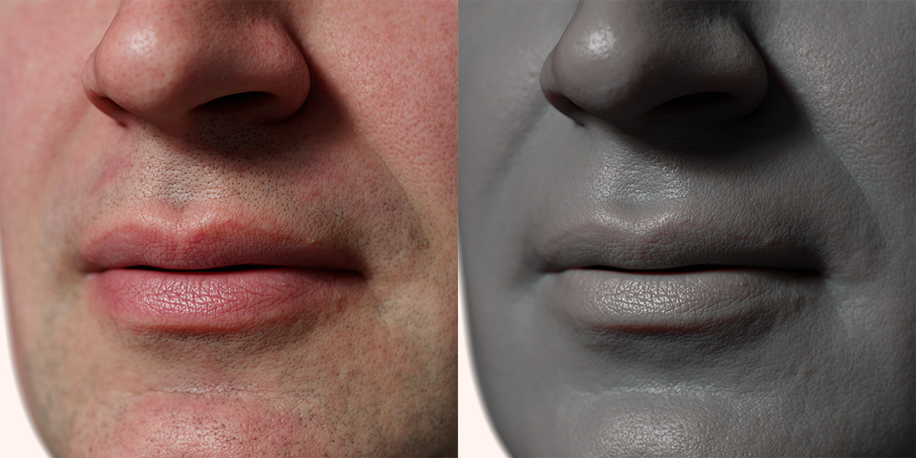 Male head scan skin pore details 